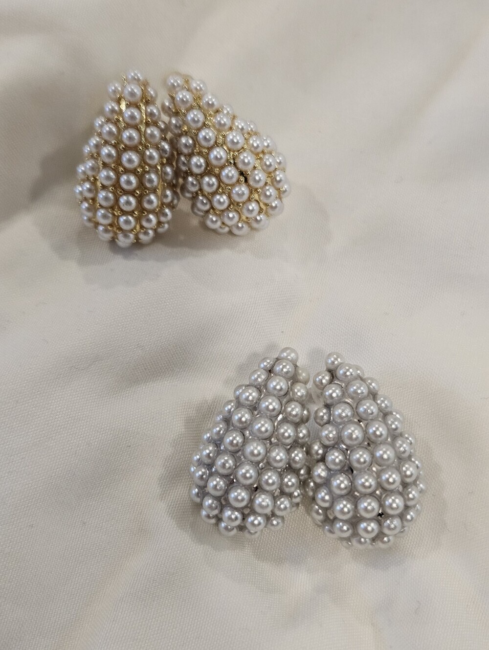 NEW 18KGP Pearl Cluster Teardrop Earrings Gold Or Silver